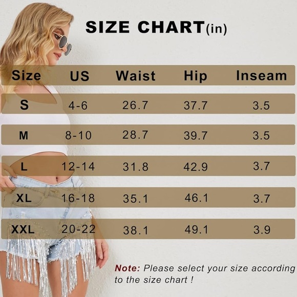 Women's High Waist Denim Short Sequin Rhinestone Pearl Beaded Fringe tassel - Picture 13 of 13